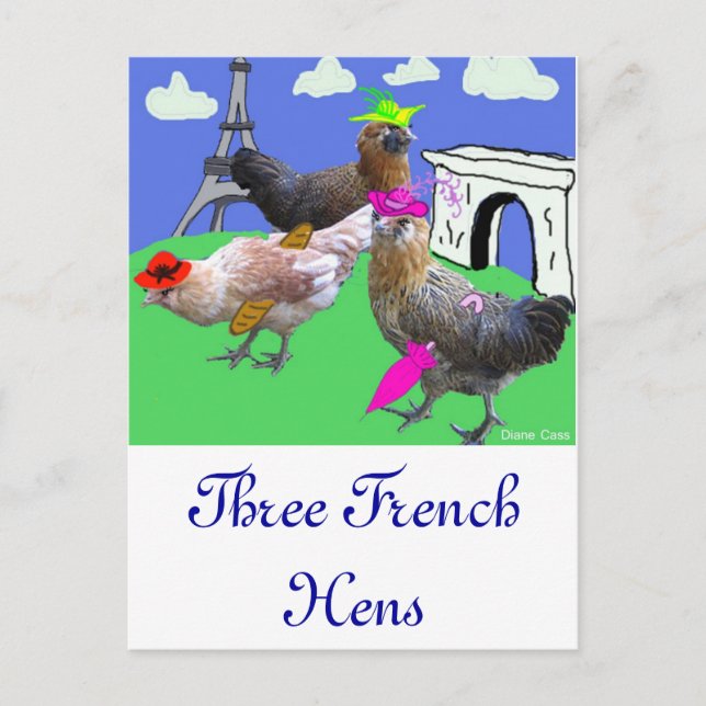 Carte Postale Trois poules françaises (Devant)