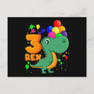 Carte Postale TROIS REX 3 ans 3e anniversaire garçon Dino