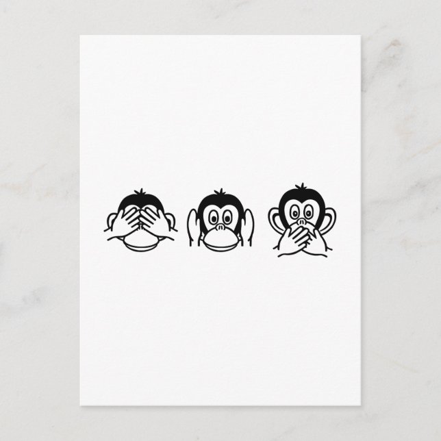 Carte Postale Trois singes (Devant)