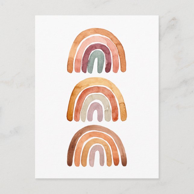 Carte Postale Trois Terre Moderne Boho Arc-en-ciel Aquarelle  (Devant)