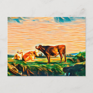 Carte Postale Trois vaches dans le pâturage