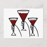 Trois verres à vin en dessin manuel