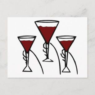 Carte Postale Trois verres à vin en dessin manuel