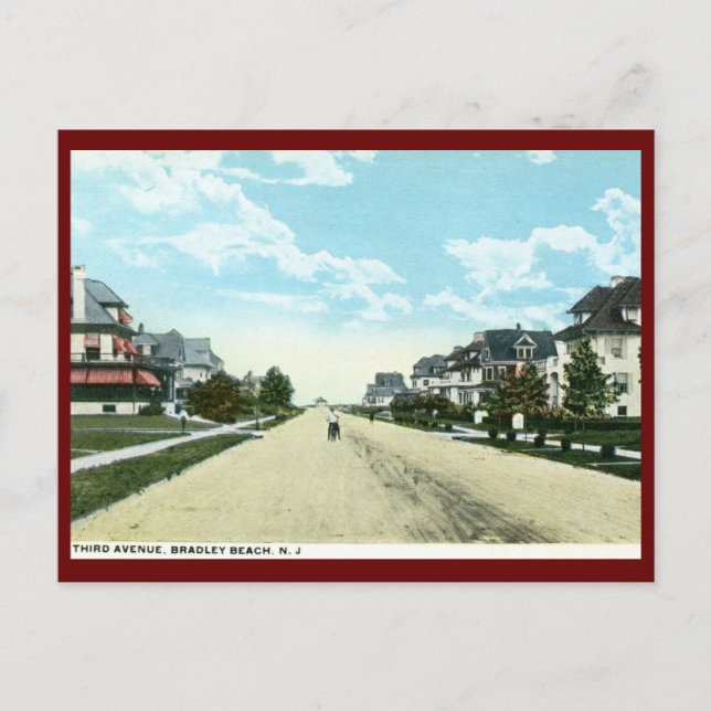 Carte Postale Troisième avenue, Bradley Beach, NJ Vintage (Devant)
