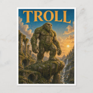 Carte Postale Troll, monstre de fantasy gothique