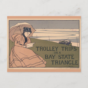 Carte Postale Trolley d'État vintage Massachusetts Bay
