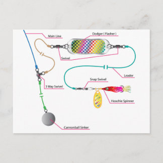 Carte Postale Trolling saumon et d'eau salée avec un flasher