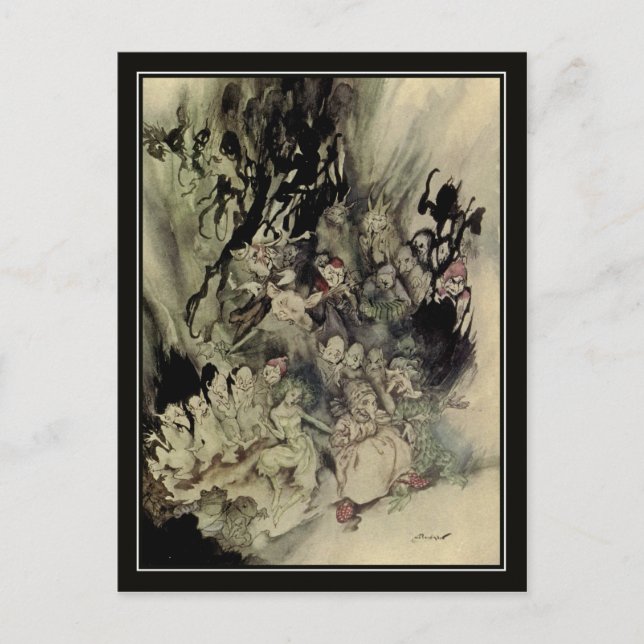 Carte Postale Trolls vintage d'Halloween Arthur Rackham (Devant)