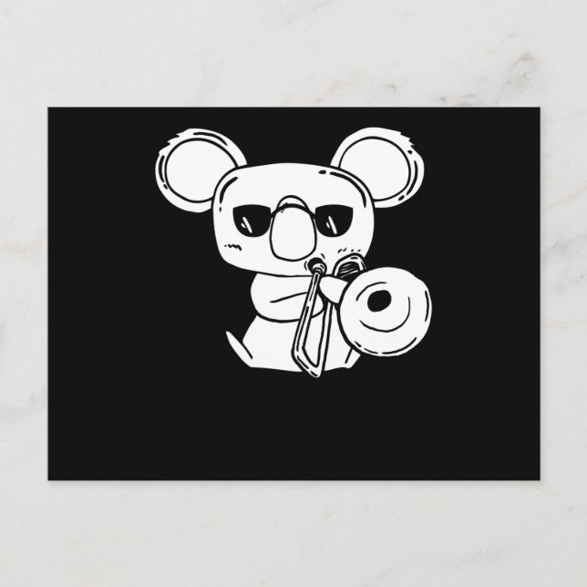 Carte Postale Tromboniste Trombone Joueur Koala avec Trombone (Devant)