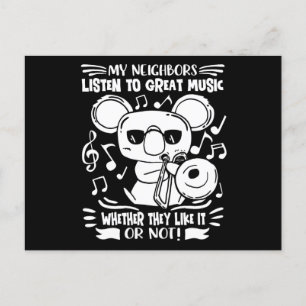 Carte Postale Tromboniste Trombone Joueur Koala avec Trombone