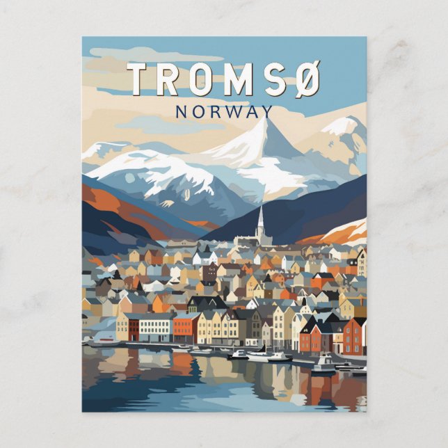 Carte Postale Tromso Norvège Travel Art Vintage (Devant)