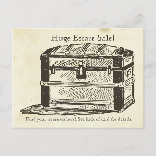 Carte Postale Tronc à trésor de la vente de biens immobiliers (Devant)