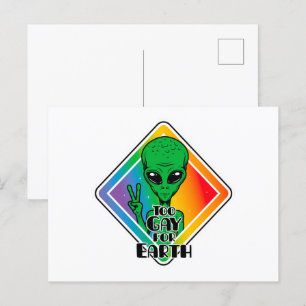 Carte Postale Trop gay pour la terre Drôle Alien OVNI