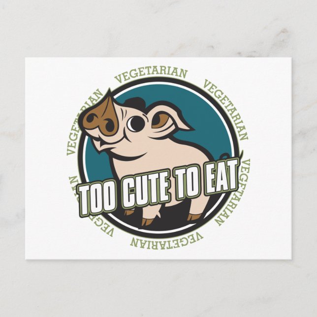 Carte Postale Trop mignon pour manger le cochon (Devant)