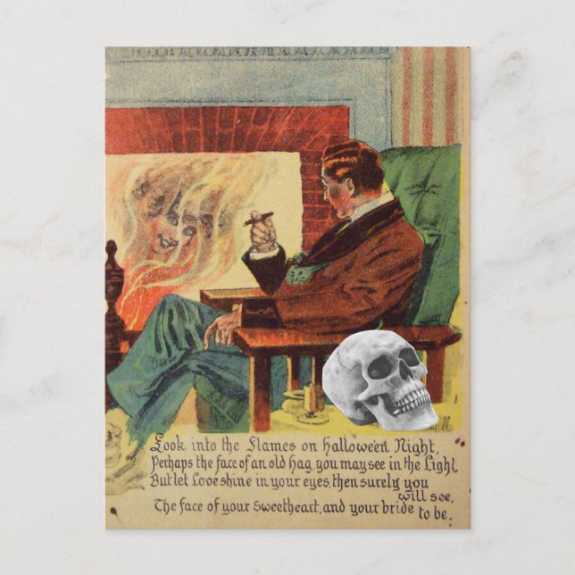 Carte Postale Trophée Crâne Esprit Fantôme Cheminée (Devant)