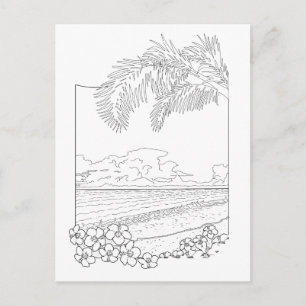Carte postale Tropical Beach Adult Coloring