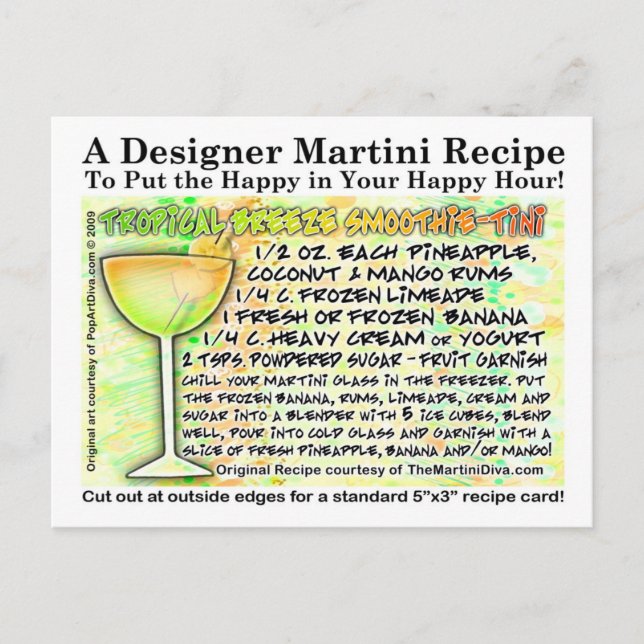 Carte postale Tropical Breeze Smoothie Martini Rec (Devant)
