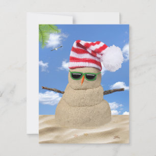 Carte Postale Tropical Christmas Sand Snowman