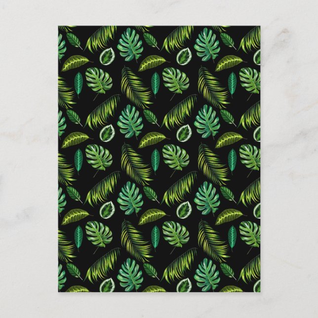 Carte Postale Tropical Feuille Motif artisanal Floral Tiki (Devant)