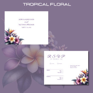 Carte Postale Tropical Floral-RSVP-Mariage-Carte Postale