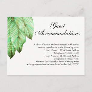 Carte Postale Tropical Foliage Mariage Logements d'hôtes