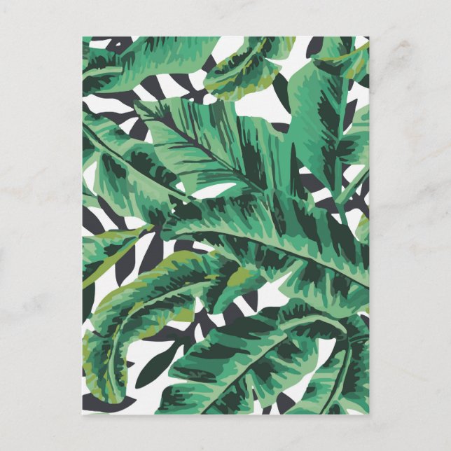 Carte Postale Tropical Glam Banana Motif feuille (Devant)