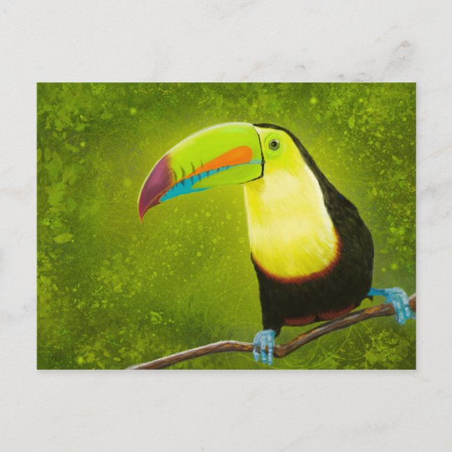 Carte Postale Tropical Jungle Toucan Bird peinture numérique (Devant)