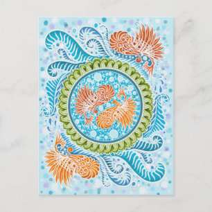 Carte Postale Tropical Koi Mandala Art Zen Océan Vibrant