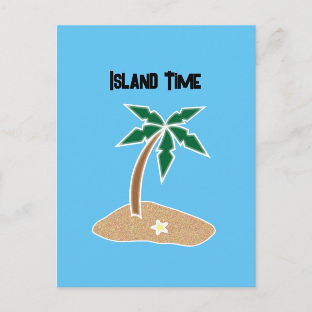Carte Postale Tropical Palm Tree Island Getaway Cartoon Design (Devant)