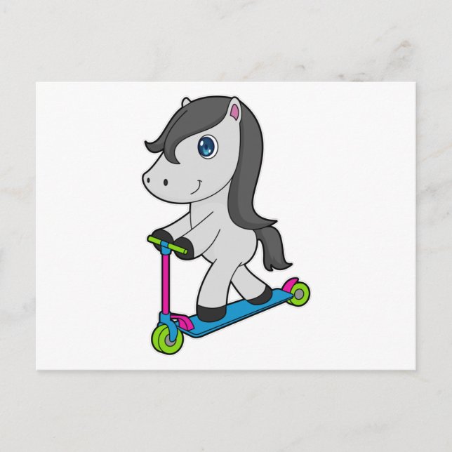 Carte Postale Trottinette à cheval (Devant)