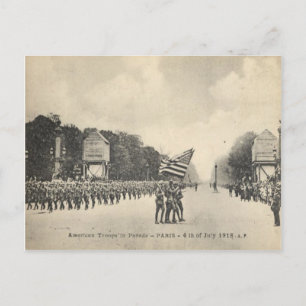 Carte Postale Troupes américaines à Paris, le 4 juillet 1918