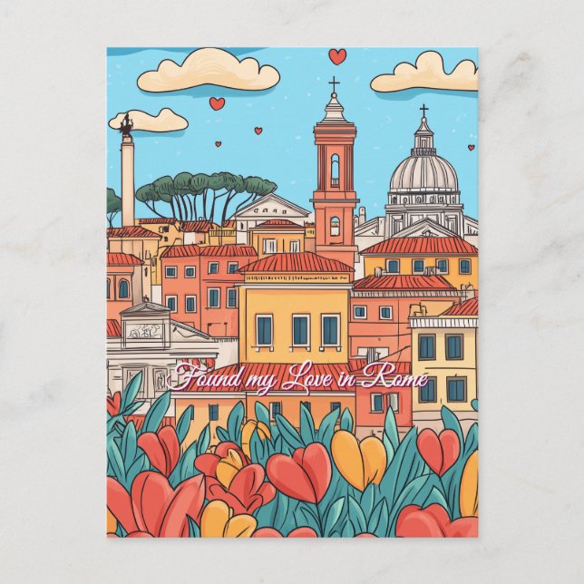 Carte Postale Trouvé mon amour à Rome Saint Valentin (Devant)