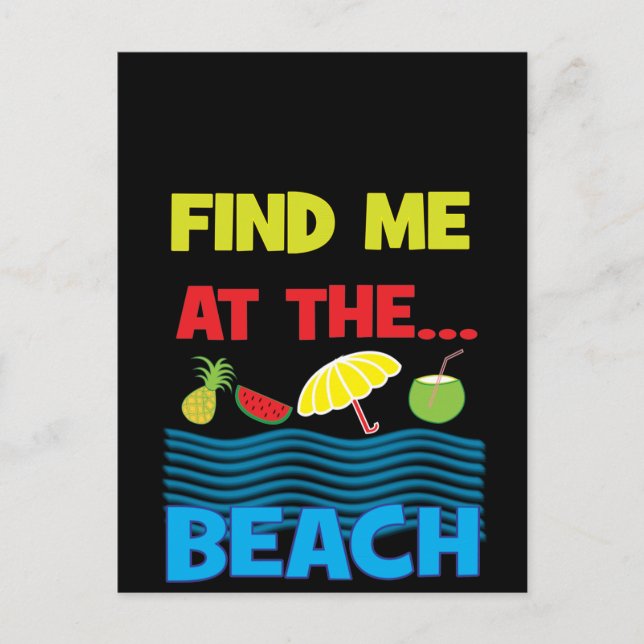 Carte Postale Trouvez-Moi Au Beach Summer Vacation Design (Devant)