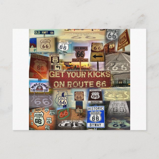 Carte Postale Trouvez vos coups de pied sur la route 66 (Devant)
