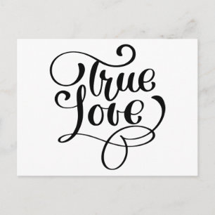 Carte Postale True Love Black & White Typographie Mariage