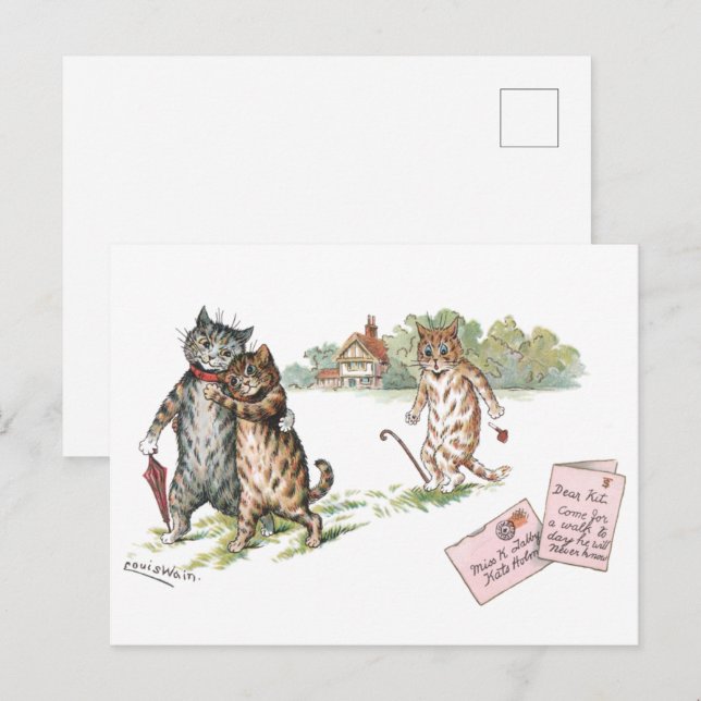 Carte Postale True Love de Louis Wain (Devant / Derrière)