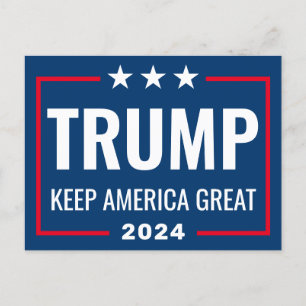 Carte Postale Trump 2024 Gardez l'Amérique grande - bleu rouge