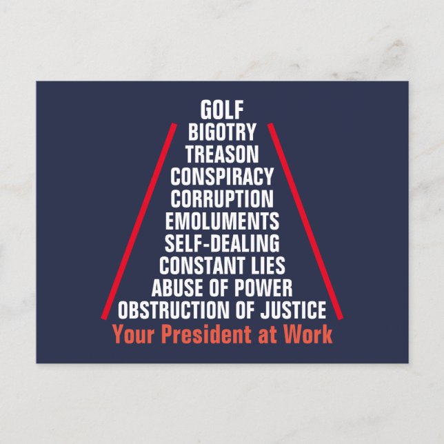 Carte Postale Trump : Collusion de trahison et corruption (Devant)