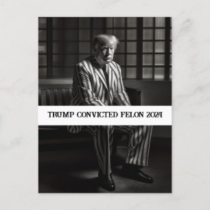 Carte Postale Trump condamné Felon 2024 noir et blanc