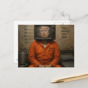 Carte Postale Trump coupable est assis en prison