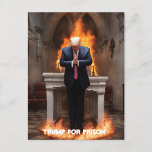 Carte Postale Trump en prison Trump prie dans une église