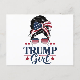 Carte Postale Trump Girl Messy Bun Trump 2024 Election American