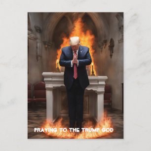 Carte Postale Trump prie dans une église