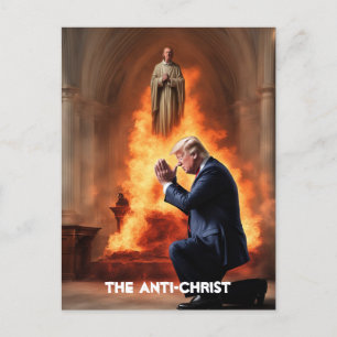 Carte Postale Trump prie dans une Eglise L'Anti-Christ