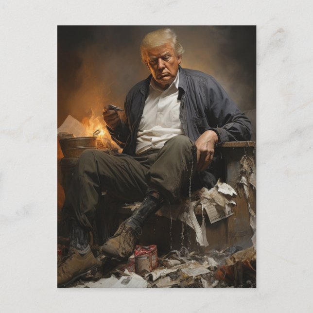 Carte Postale Trump sur une toile d'ordures (Devant)