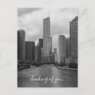 Carte Postale Trump Tower Chicago Rivière Échelle de gris En pen