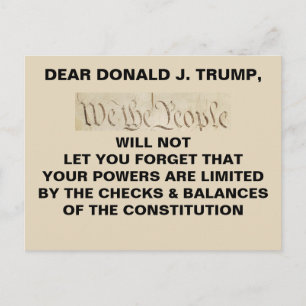 Carte Postale Trump We the People Checks and Balances Resistance