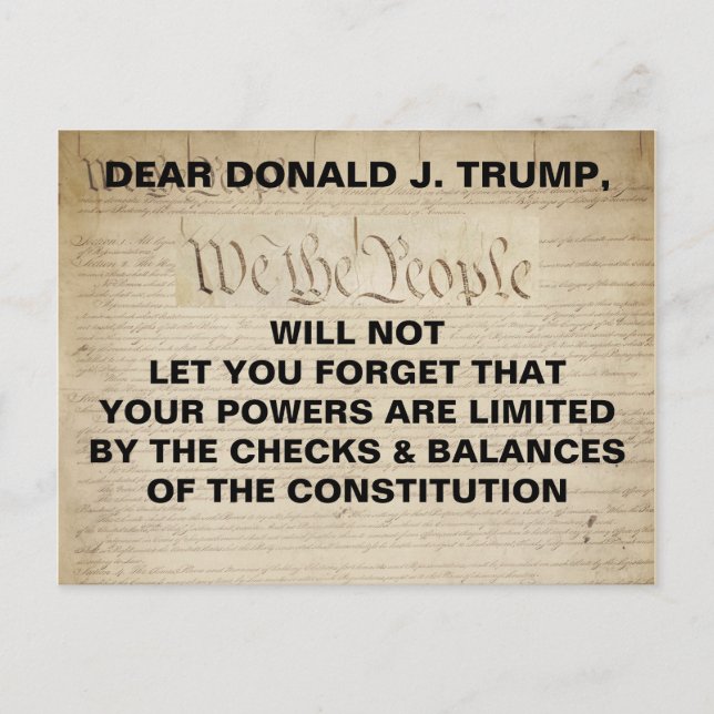 Carte Postale Trump We the People Checks and Balances (Trump Nou (Devant)