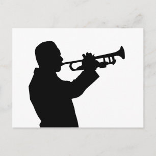 Carte Postale Trumpeter, trompette, silhouette du joueur