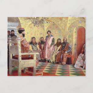 Carte Postale Tsar Mikhail Fyodorovich avec Boyars